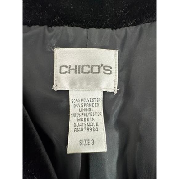 "CHICOS" Black Velvet Cardigan/Blazer Large BUttons Y2K Vintage Cropped Formal - Picture 6 of 9